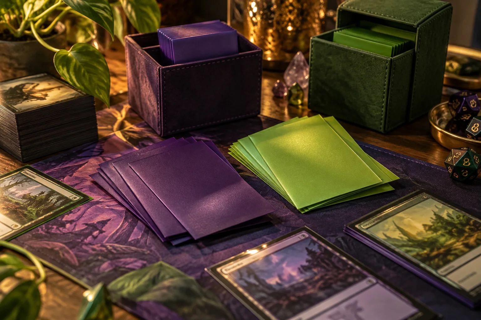 Detalhe de sleeves para cartas Detalhe de sleeves para cartas